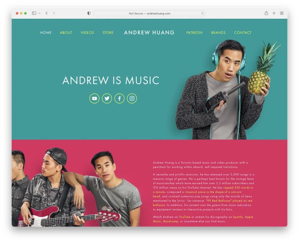 sitio web del músico andrew huang