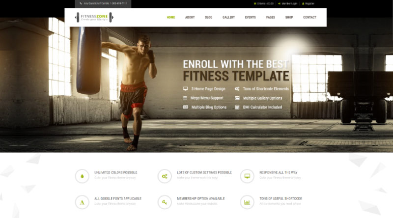20 فكرة لموقع الويب لكسب المال باستخدام WordPress 18 Fitness Website WP Theme