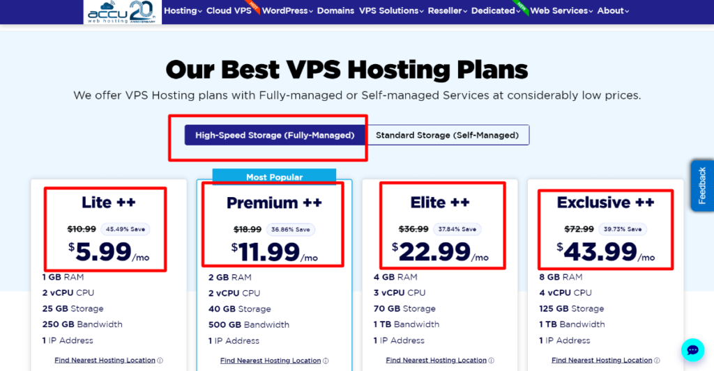accuweb hosting vps fiyatlandırması