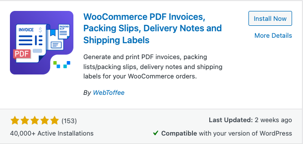 Plug-in de faturas PDF WooCommerce