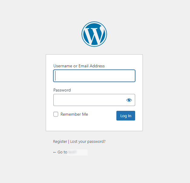 Pagina de conectare implicită WordPress