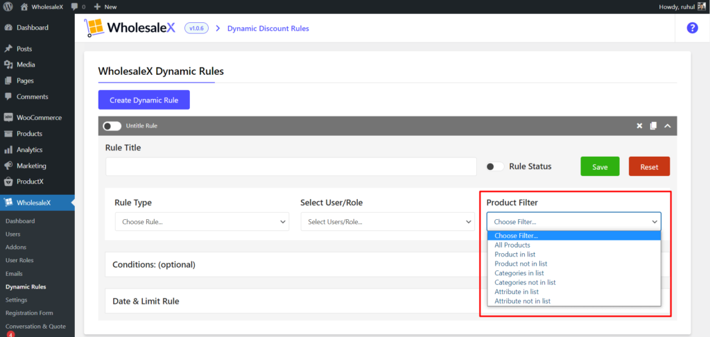 Jak ustawić minimalną i maksymalną ilość zamówienia w WooCommerce za pomocą WholesaleX? 7 WholesaleX Product Filter