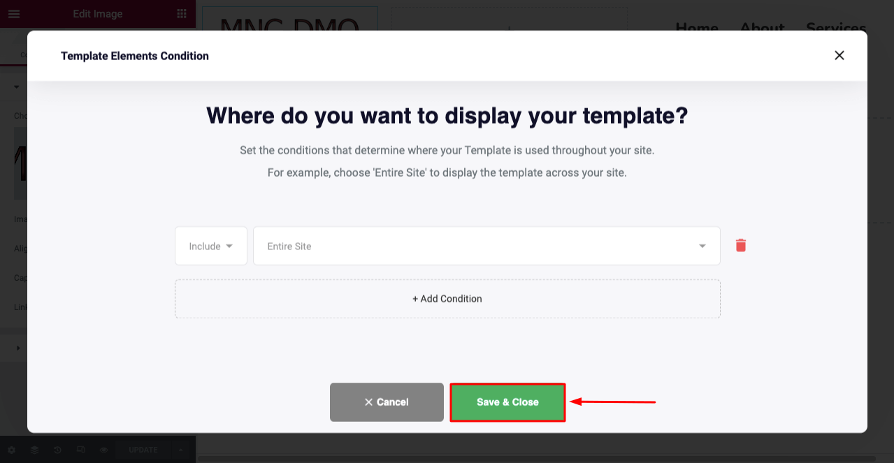 Cómo crear encabezado y pie de página en Elementor de forma gratuita (ejemplos + consejos) 11 Save Your Header Template and Publish It