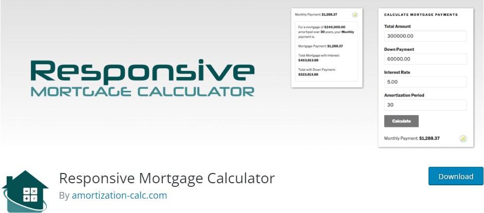 Responsywny kalkulator hipoteczny - bezpłatna wtyczka kalkulatora WordPress