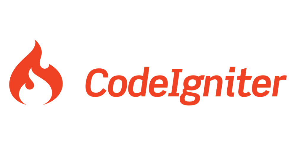 Logotipo oficial de CodeIgniter con la palabra y el logotipo en rojo.