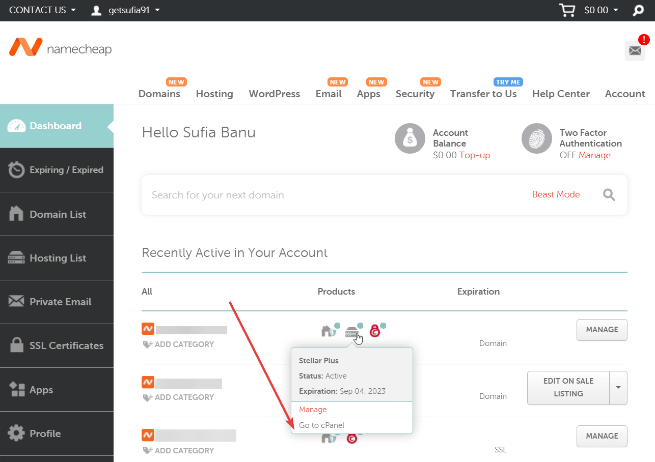 Acceda a cPanel para corregir el error de WordPress de la carpeta temporal faltante