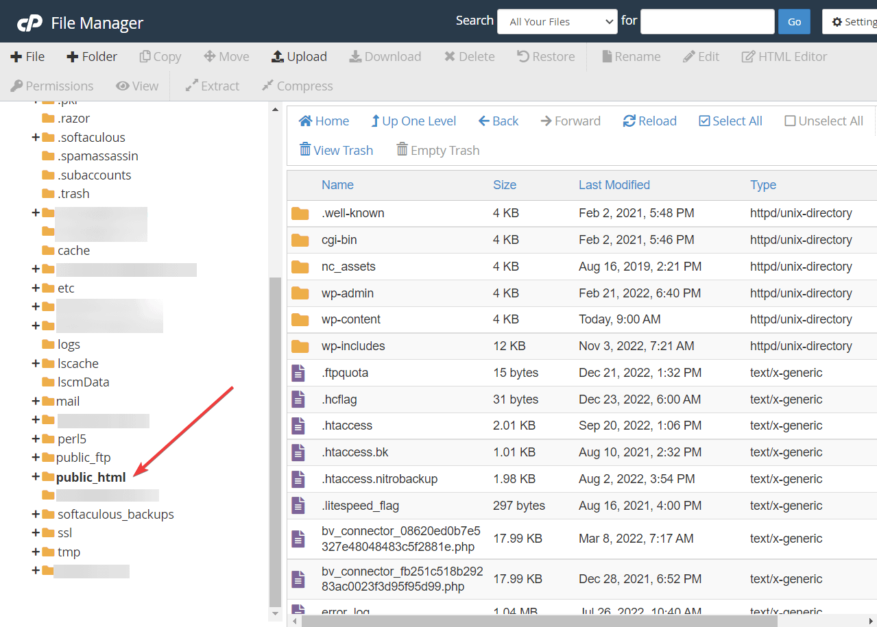 파일 관리자의 공개 html 파일