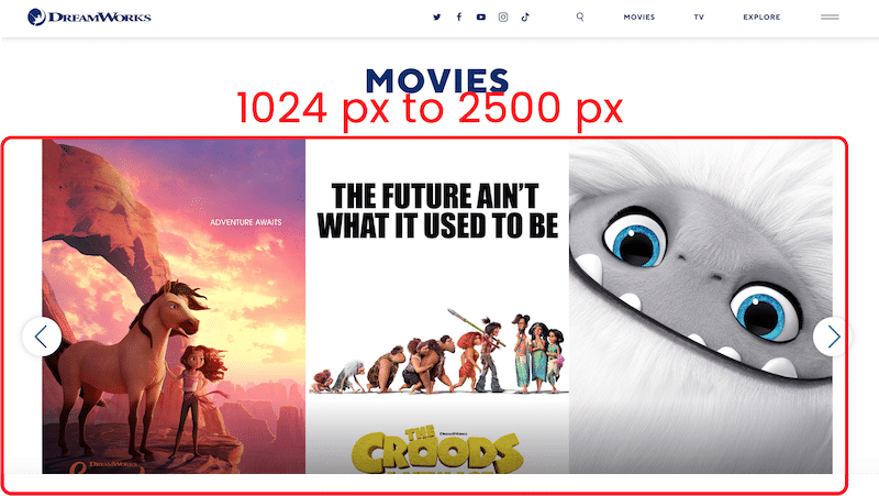 現在の映画を紹介する Web サイトのスライドショー - 出典: Dreamworks