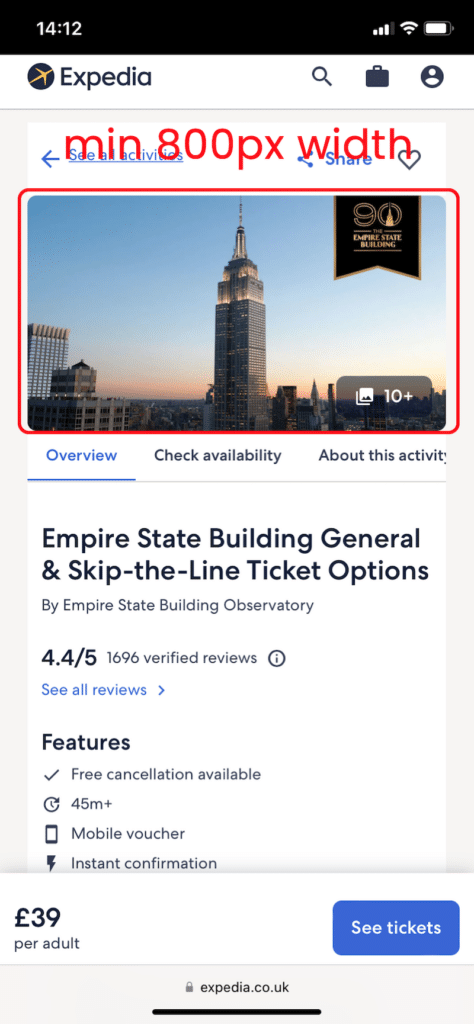 Изображения на мобильных устройствах - Источник: Expedia