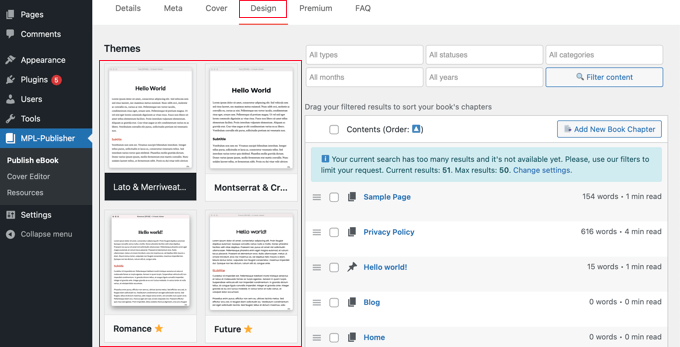 Wybór motywu w MPL-Publisher Choosing a Theme in MPL-Publisher