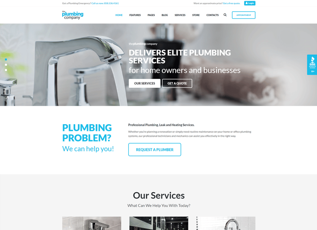 配管 |修理、建築、建設 Elementor WordPress テーマ