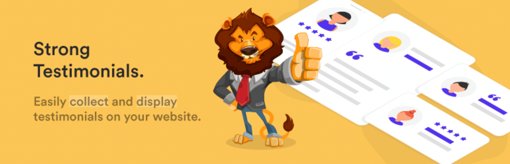 Migliori plugin per WordPress: banner di forti testimonianze