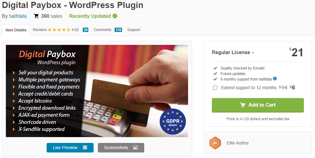 在 wordpress 中接受比特幣的數字 paybox 插件