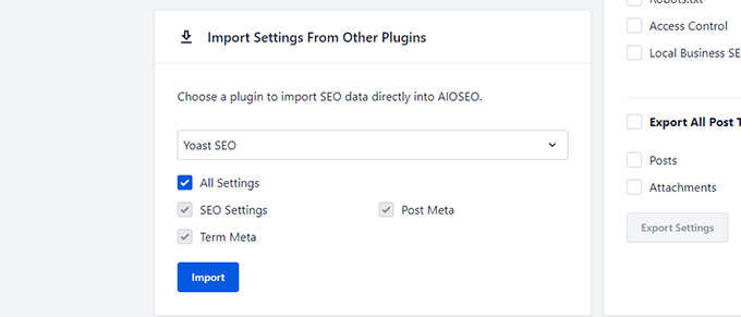 导入设置 Import settings