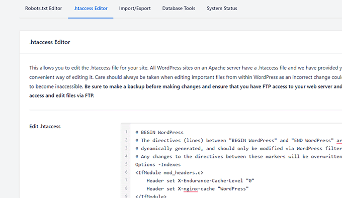 .htaccess 文件编辑器 .htaccess file editor