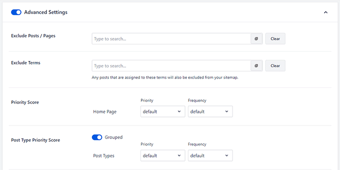 高级站点地图设置 Advanced sitemap settings