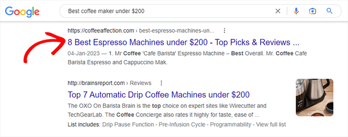 出现在搜索结果中的 SEO 标题 SEO title appearing in search results