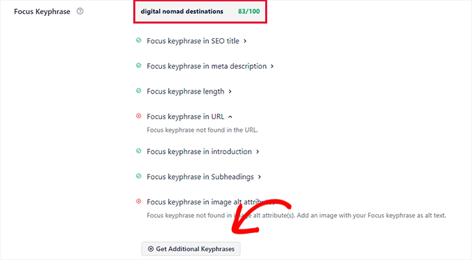 设置焦点关键字并生成其他关键字 Set focus keyphrase and generate additional keywords