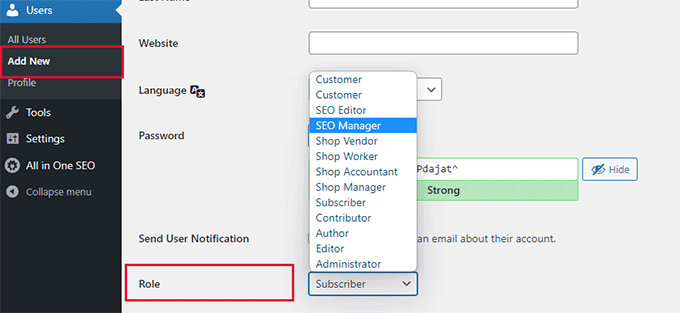 分配 SEO 用户角色 Assign SEO user role