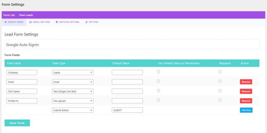 谷歌一鍵登錄 WordPress 15 上的潛在客戶生成 google auto form 832