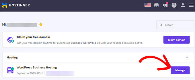 Управлять хостингом Manage hosting
