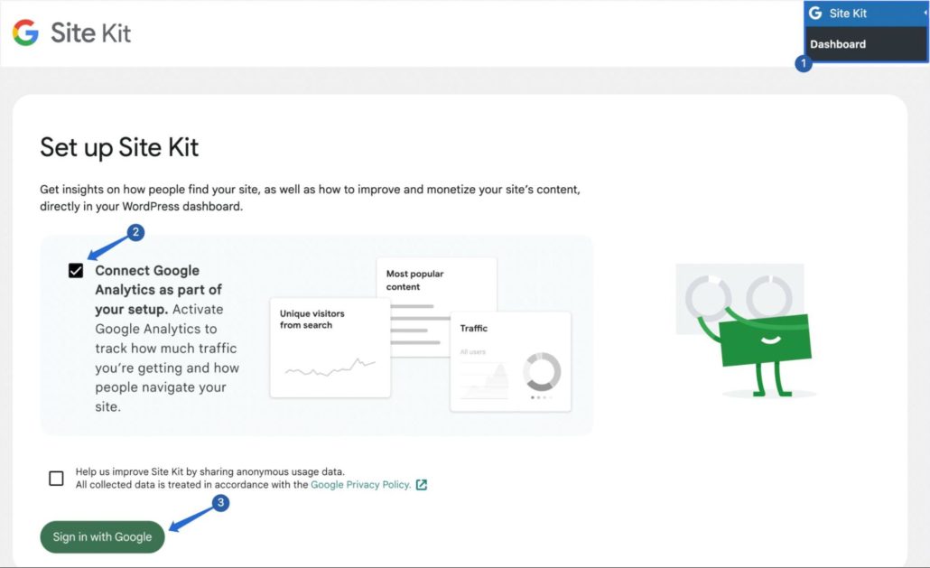 Site Kit を使用して WordPress 訪問者追跡を設定する