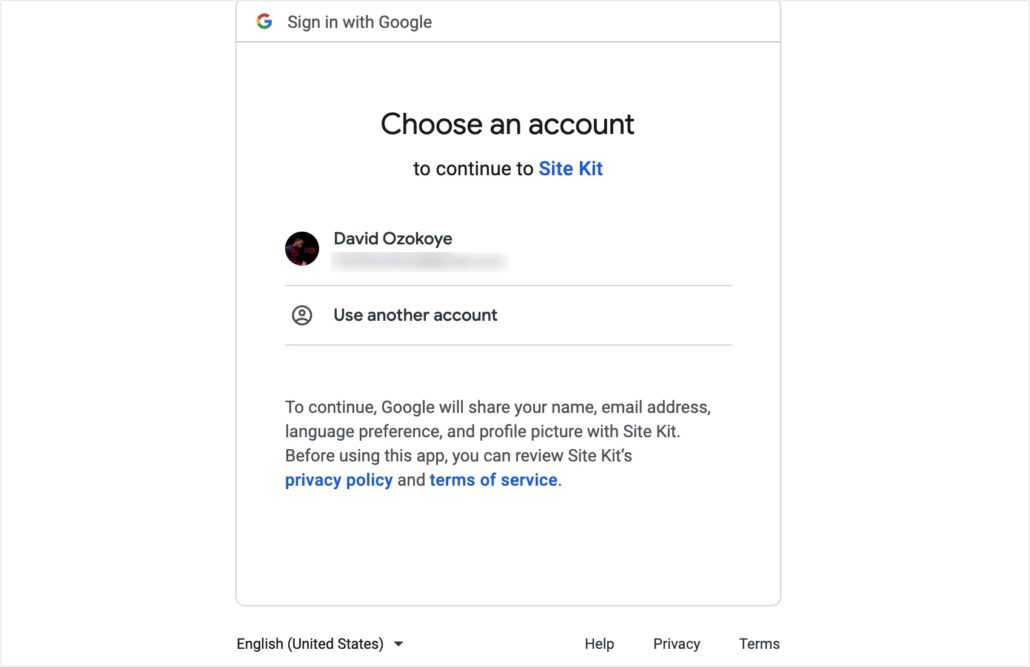 Google アカウントを選択