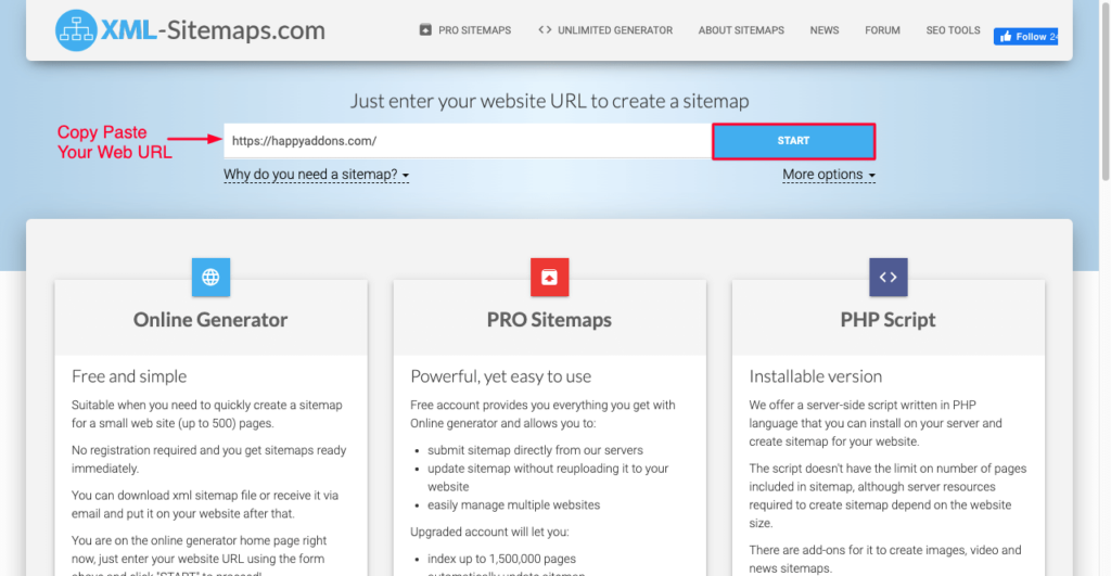 So erstellen Sie eine Sitemap und übermitteln sie an Google und andere Suchmaschinen 15 Create Sitemap of Your Website from XML Sitemaps.com