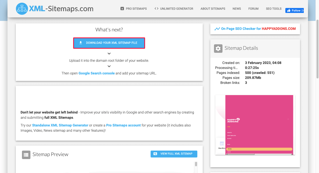So erstellen Sie eine Sitemap und übermitteln sie an Google und andere Suchmaschinen 16 Download Your XML Sitemap File