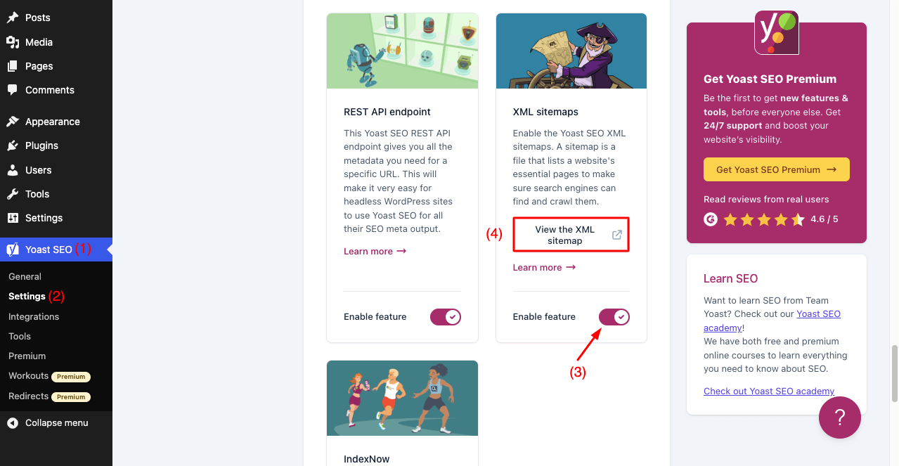 So erstellen Sie eine Sitemap und übermitteln sie an Google und andere Suchmaschinen 9 Get your XML Sitemap using the Yoast SEO Plugin
