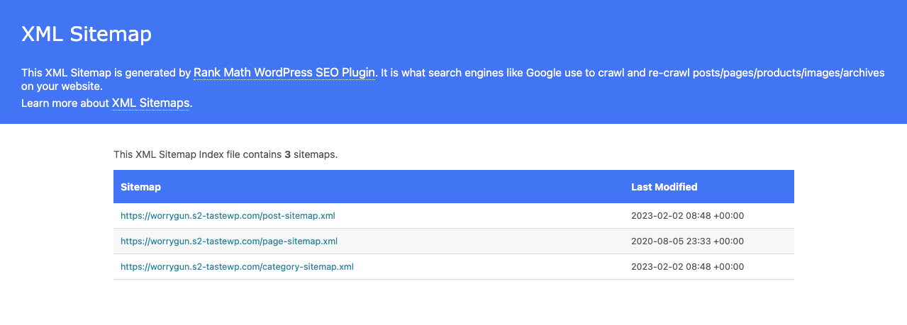 So erstellen Sie eine Sitemap und übermitteln sie an Google und andere Suchmaschinen 7 Sitemap created by Rank Math SEO Plugin