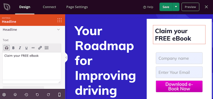 การปรับแต่งบล็อกพาดหัวใน SeedProd Customizing a headline block in SeedProd