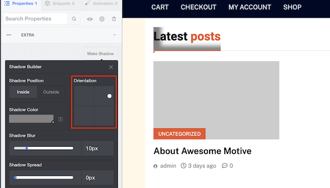 การปรับแต่งเงาใน WordPress Customizing a drop shadow in WordPress