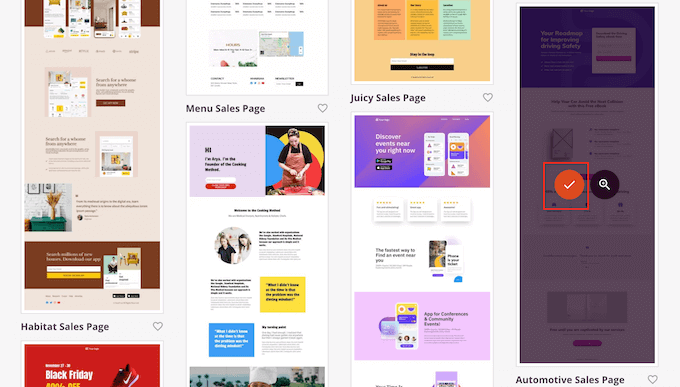 การเลือกเค้าโครงหน้า SeedProd ที่ออกแบบอย่างมืออาชีพ Selecting a professionally-designed SeedProd page layout