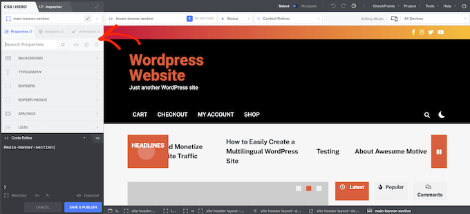 โปรแกรมแก้ไขหน้า CSS Hero ที่ใช้งานง่าย The CSS Hero user-friendly page editor