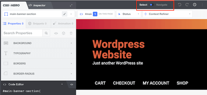 การสลับระหว่างโหมด Select และ Navigation โดยใช้ CSS Hero Switching between Select and Navigation mode using CSS Hero