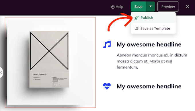 การเผยแพร่เพจด้วยบล็อกเงาโดยใช้ SeedProd Publishing a page with block shadows using SeedProd