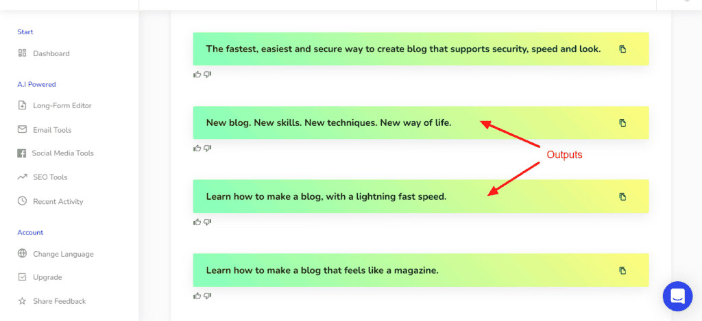 Copia dell'annuncio di Facebook di Writecream