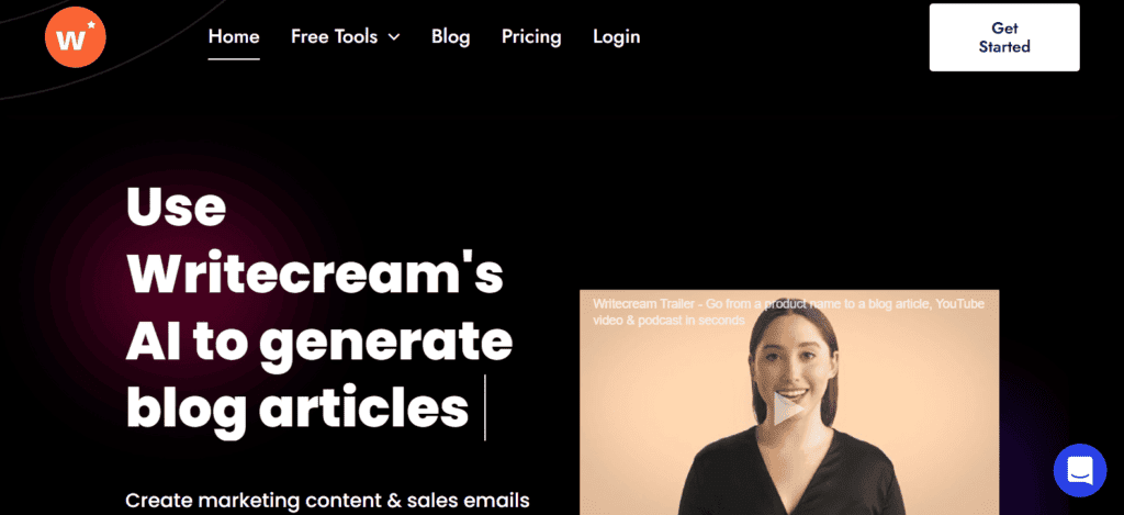 Home page di Writecream