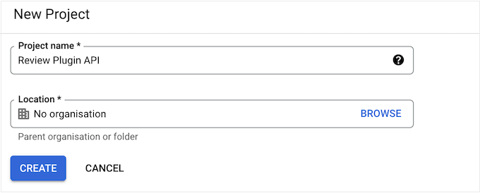 Google Cloud Console에서 새 프로젝트 만들기 Creating a new project in the Google Cloud console
