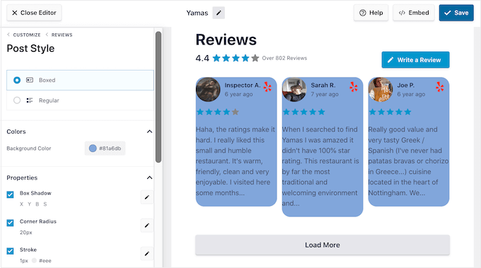 WordPress의 리뷰 피드에 박스형 레이아웃 스타일 추가 Adding a boxed layout style to a review feed in WordPress