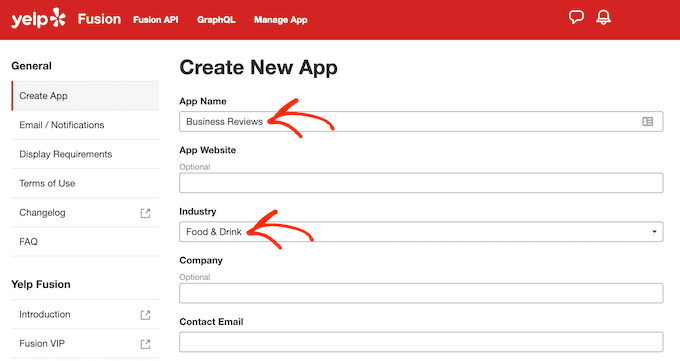 개발자 콘솔에서 Yelp 앱 만들기 Creating a Yelp app in the Developers console