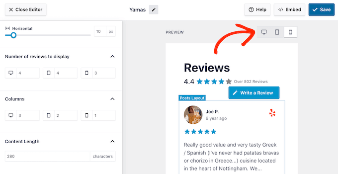 스마트폰, 태블릿 및 데스크톱 컴퓨터에서 리뷰 피드 미리보기 Previewing the review feed on smartphones, tablets, and desktop computers