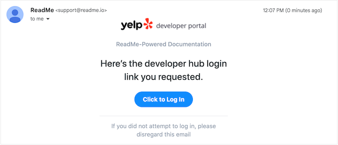 Yelp Developers 웹사이트에 로그인 Logging into the Yelp Developers website