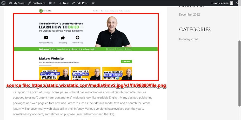 Les images ne sont pas importées dans WordPress depuis Wix