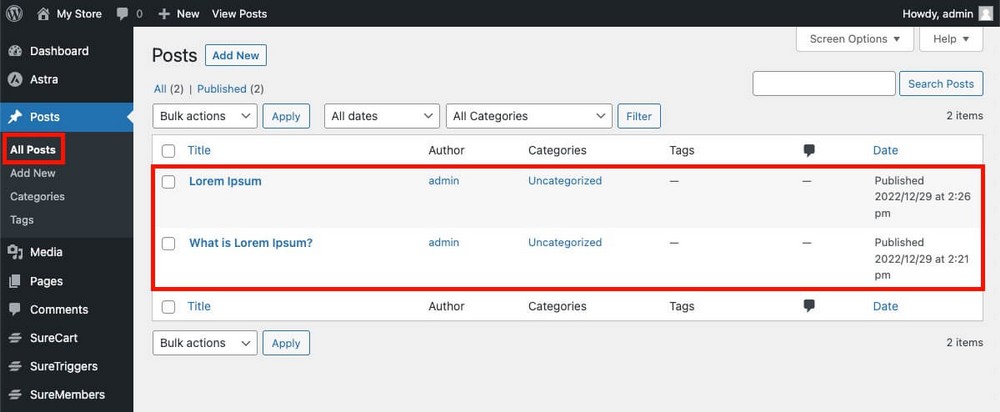 Publications Wix importées dans WordPress