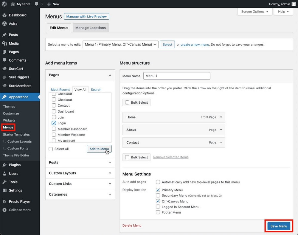 Comment créer des menus dans WordPress