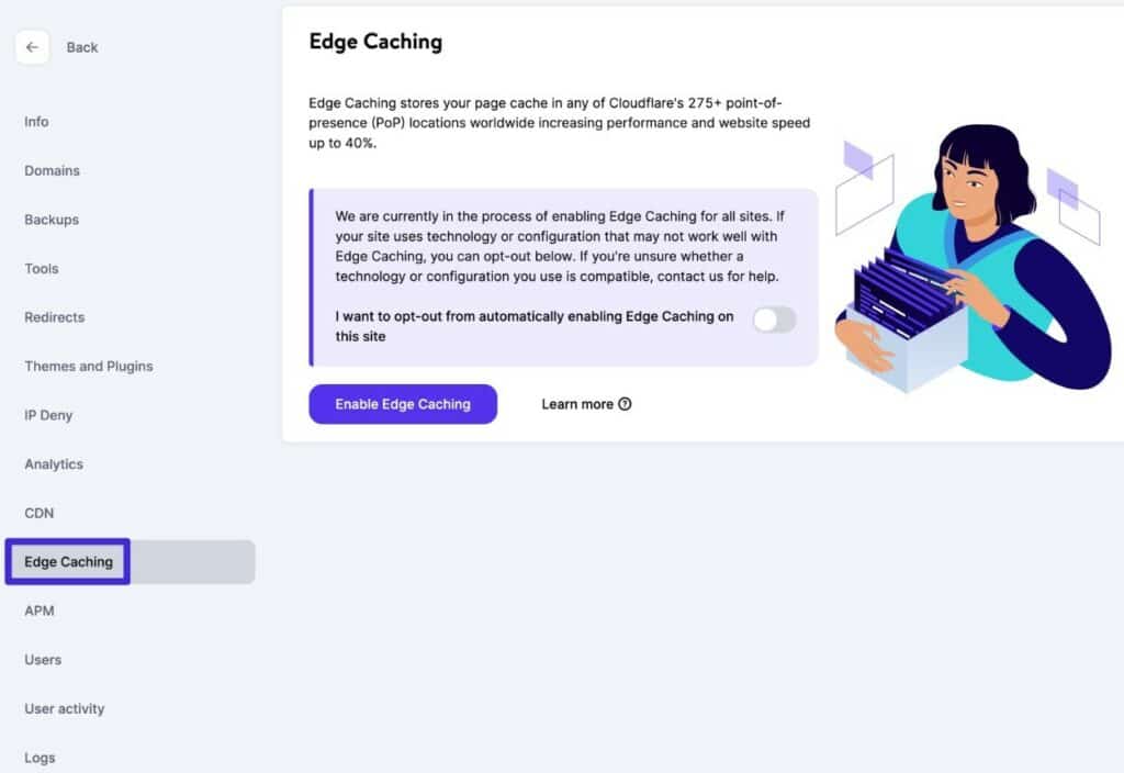 Comment activer la mise en cache Kinsta Edge.