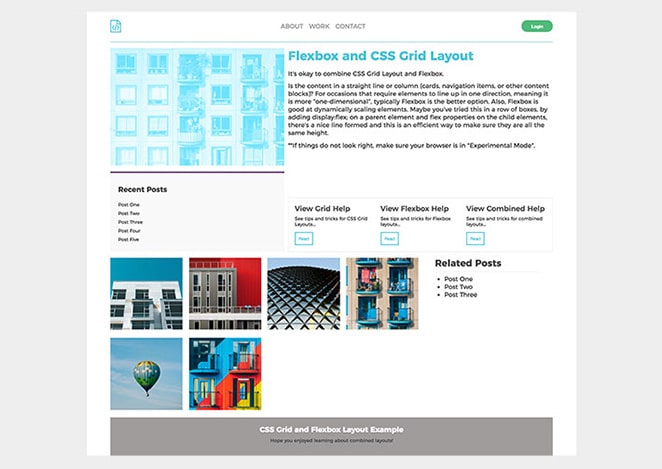layout por grade flywheel e layout combinado flexbox