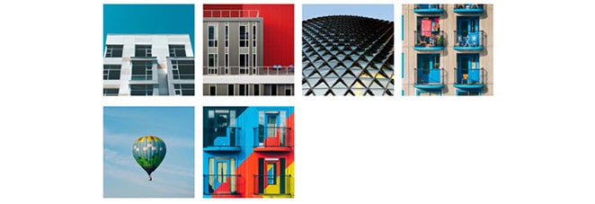 layout por grade flywheel e grade de imagem combinada flexbox